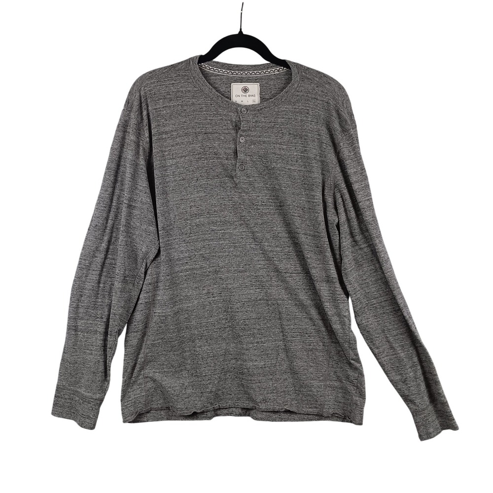 ON THE BYAS Mens Gray Long Sleeve Henley Shirt Top Size XL‎